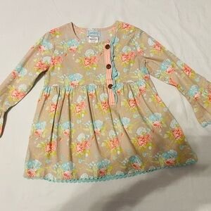 Serendipity Floral Kids Blouse with Button Accents Size 9-10 LIKE NEW